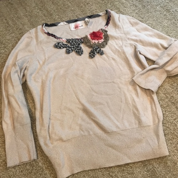 Anthropologie Sweaters - Anthropologie Shimmer Embroidered Sweater!